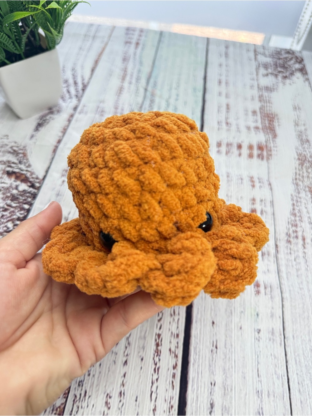 Handmade Rust Brown Crochet Octopus Amigurumi Plush